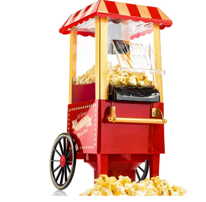 Retro Hot Air Popcorn Maker – 1.9L Oil-Free Electric Popcorn Machine