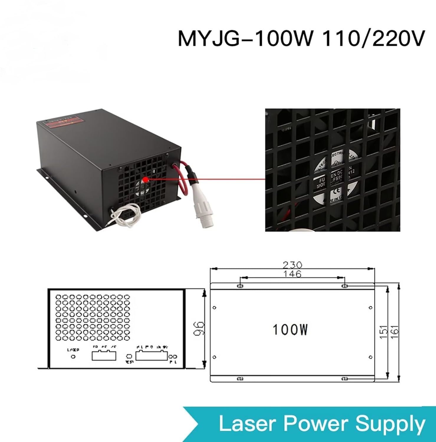 Supplies For Cutting Machine Co2 Engraver 100W 220V CO₂ Laser Power Supply