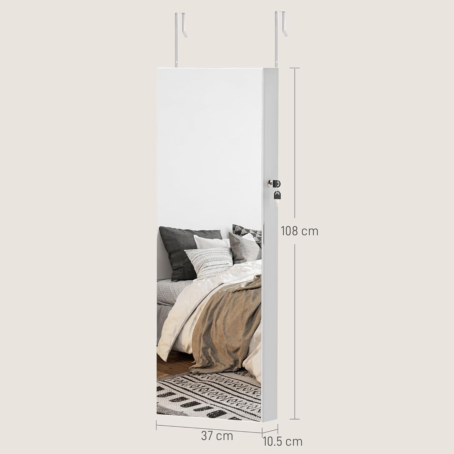 Wall Mounted Jewellery Cabinet with Frameless Mirror