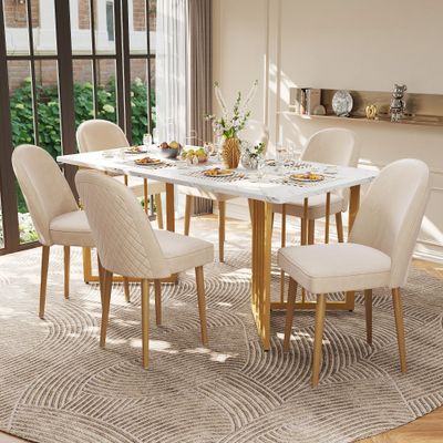 Set of 6 Luxury Velvet Dining Chair with Gold Metal Legs