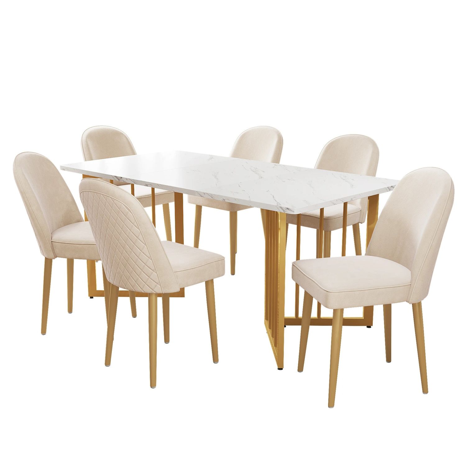 Set of 6 Luxury Velvet Dining Chair with Gold Metal Legs