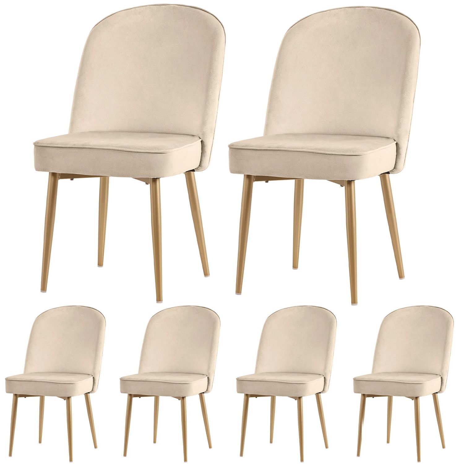 Set of 6 Luxury Velvet Dining Chair with Gold Metal Legs