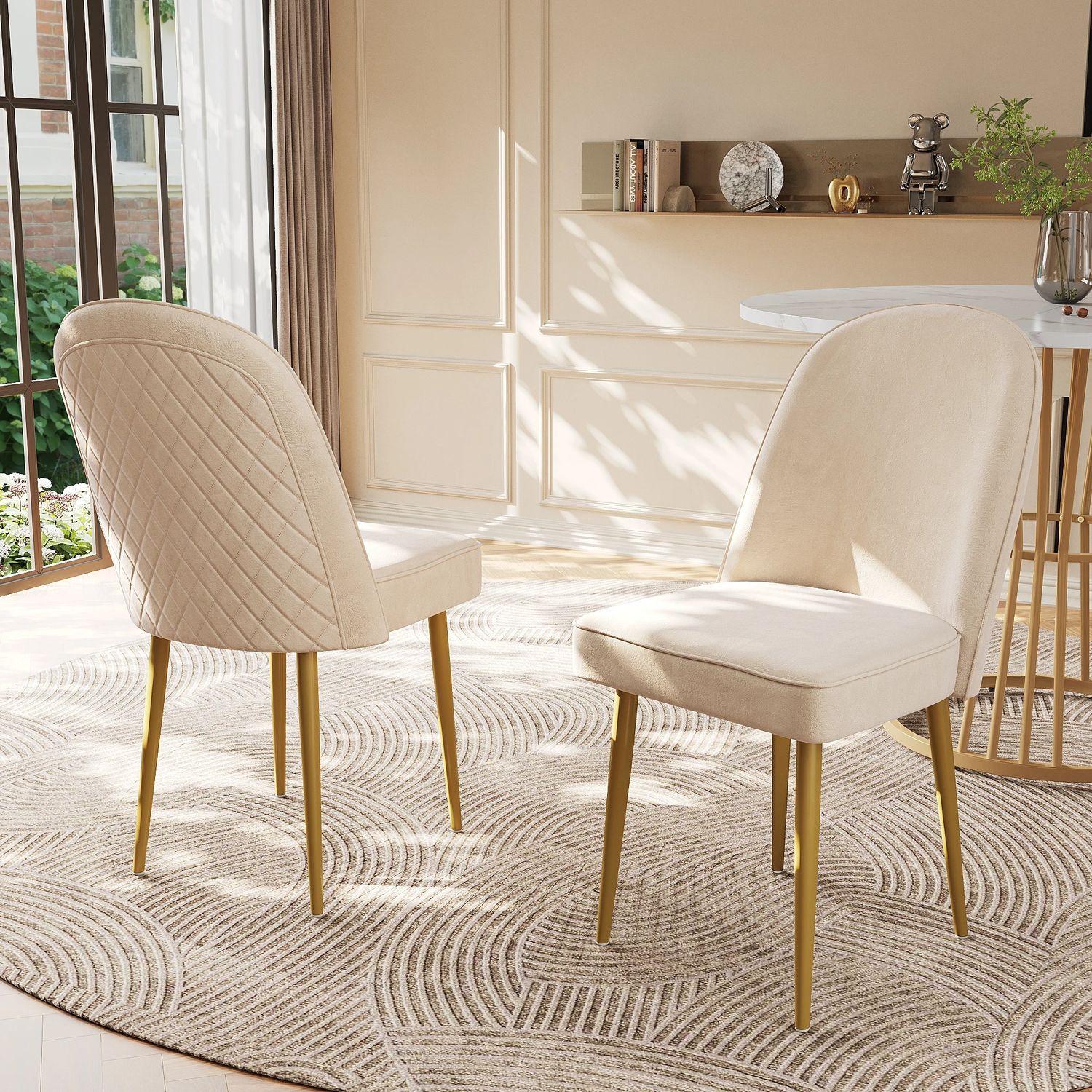 Set of 6 Luxury Velvet Dining Chair with Gold Metal Legs