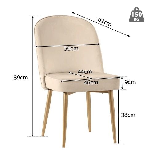 Set of 6 Luxury Velvet Dining Chair with Gold Metal Legs