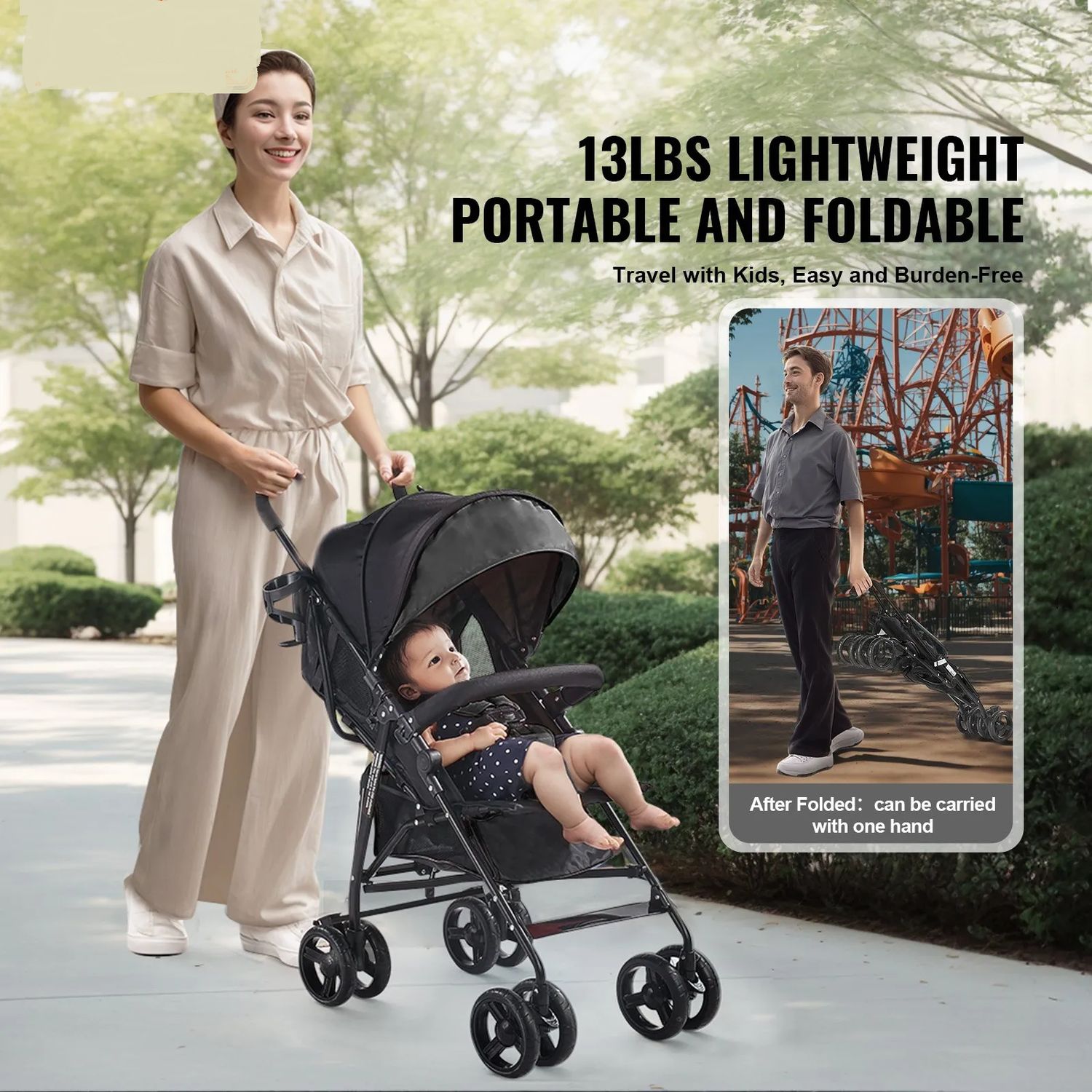 Stroller Pushchair with Pockit Compact Folding Baby Stroller – Lightweight Travel Pushchair | 15 kg Capacity