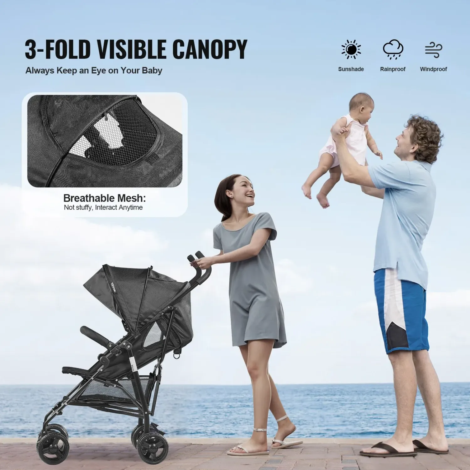 Stroller Pushchair with Pockit Compact Folding Baby Stroller – Lightweight Travel Pushchair | 15 kg Capacity