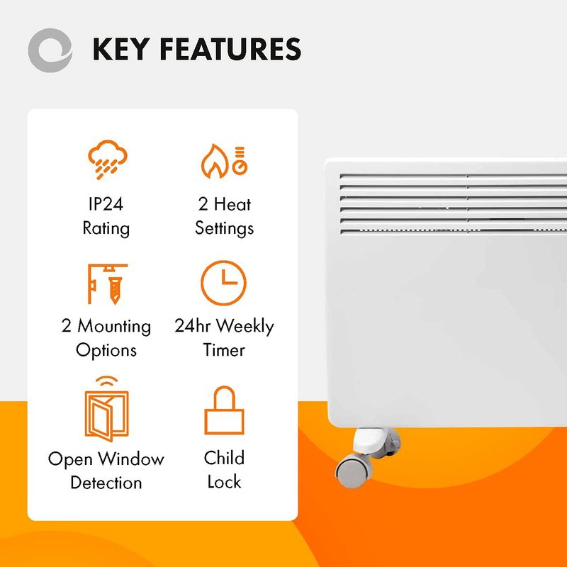 1.5kW Slim Electric Panel Heater Wall Mounted