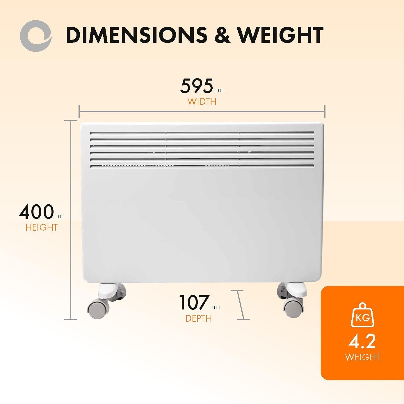 1.5kW Slim Electric Panel Heater Wall Mounted