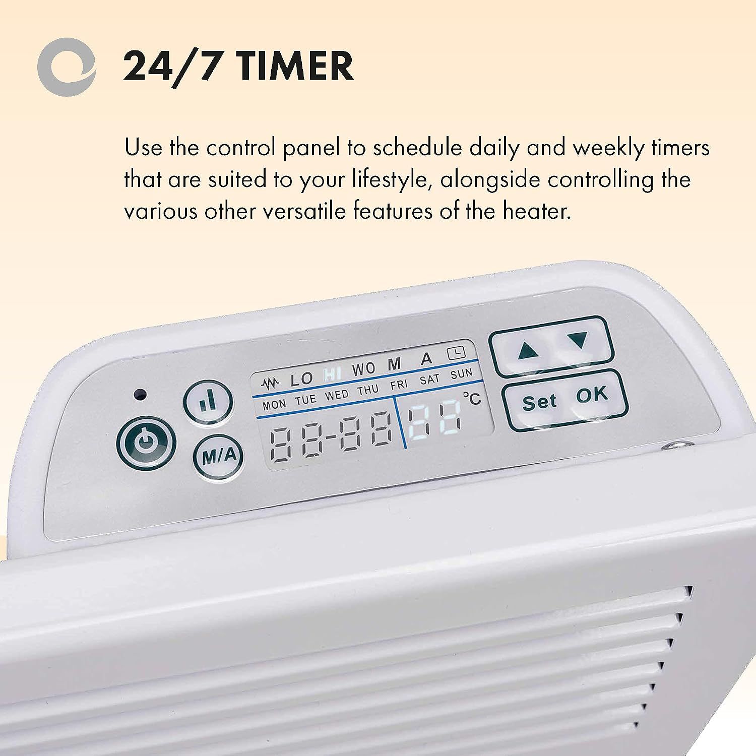 1.5kW Slim Electric Panel Heater Wall Mounted