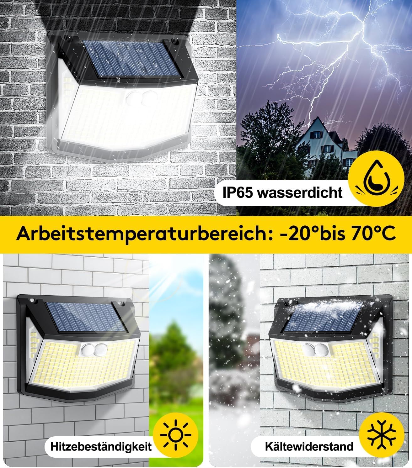SolarSecurity Lights – 248 LED, 270° Wide-Angle, Motion Sensor &amp; IP65 Waterproof 4 pack