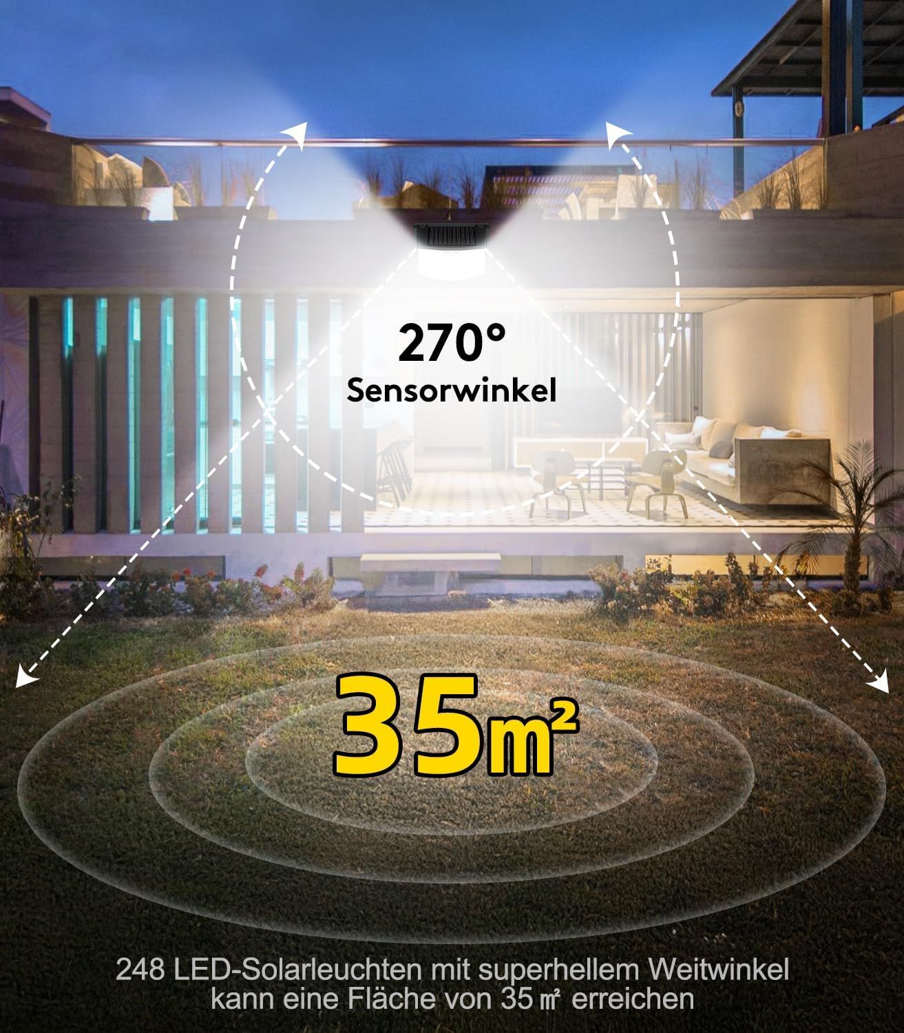 SolarSecurity Lights – 248 LED, 270° Wide-Angle, Motion Sensor &amp; IP65 Waterproof 4 pack