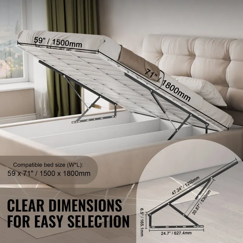 Murphy Bed Lift Mechanism Kit 59x71 Inch Heavy Duty Wall Bed Hardware
