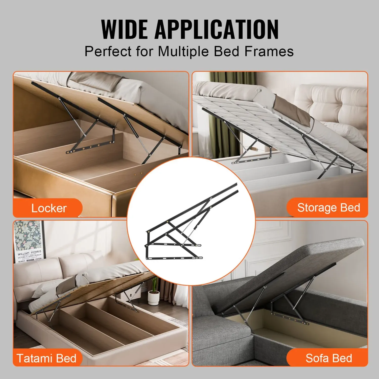 Murphy Bed Lift Mechanism Kit 59x71 Inch Heavy Duty Wall Bed Hardware