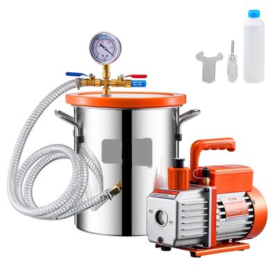 Single-Stage Vacuum Pump &amp; 3-Gallon Degassing Chamber Kit – 5 Pa Vacuum, VP125