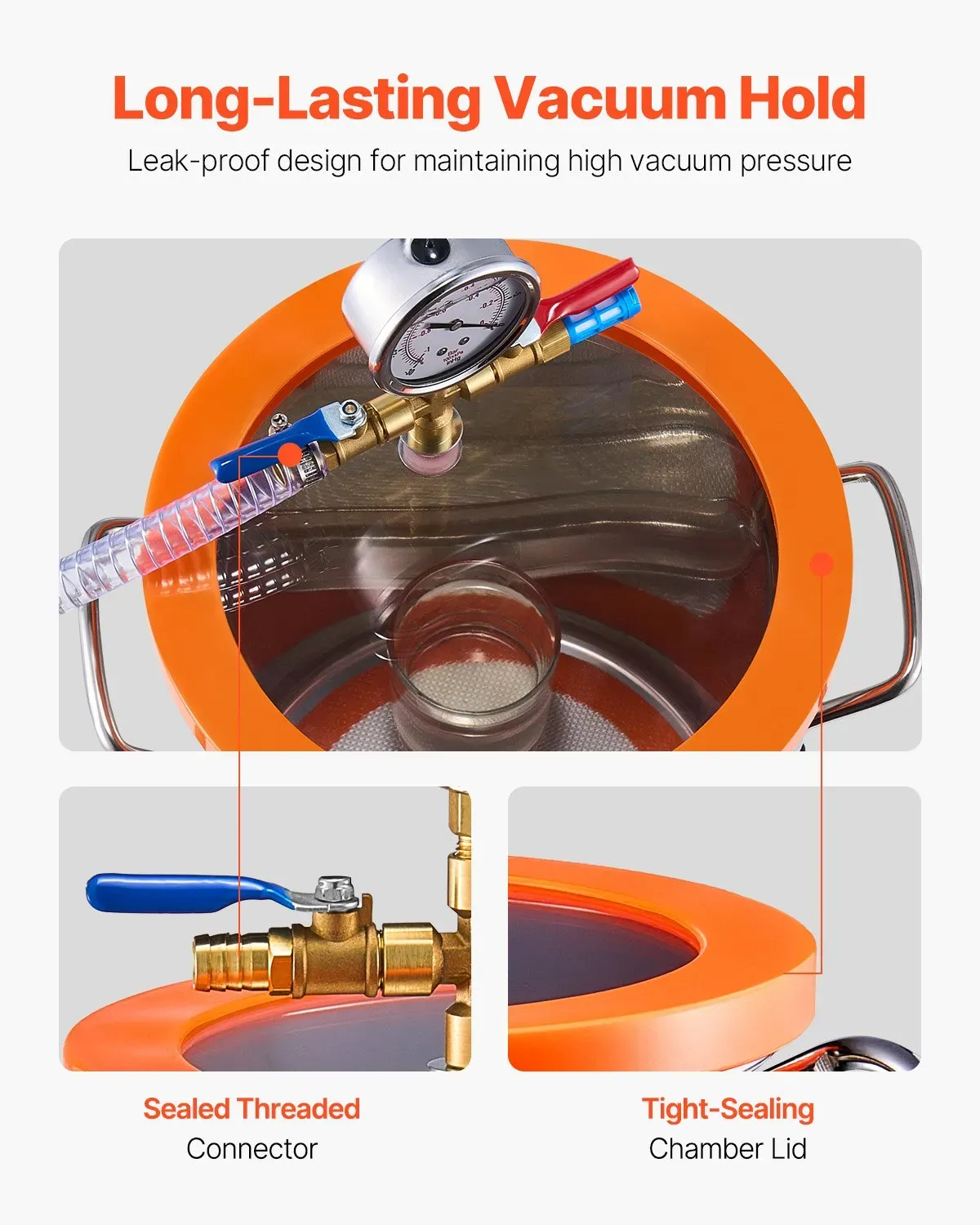 Single-Stage Vacuum Pump &amp; 3-Gallon Degassing Chamber Kit – 5 Pa Vacuum, VP125