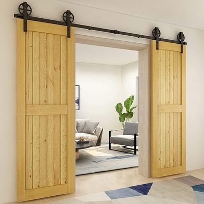 Barn Door Hardware Kit Double Sliding 305CM 10FT Track with Large J Shape Rollers