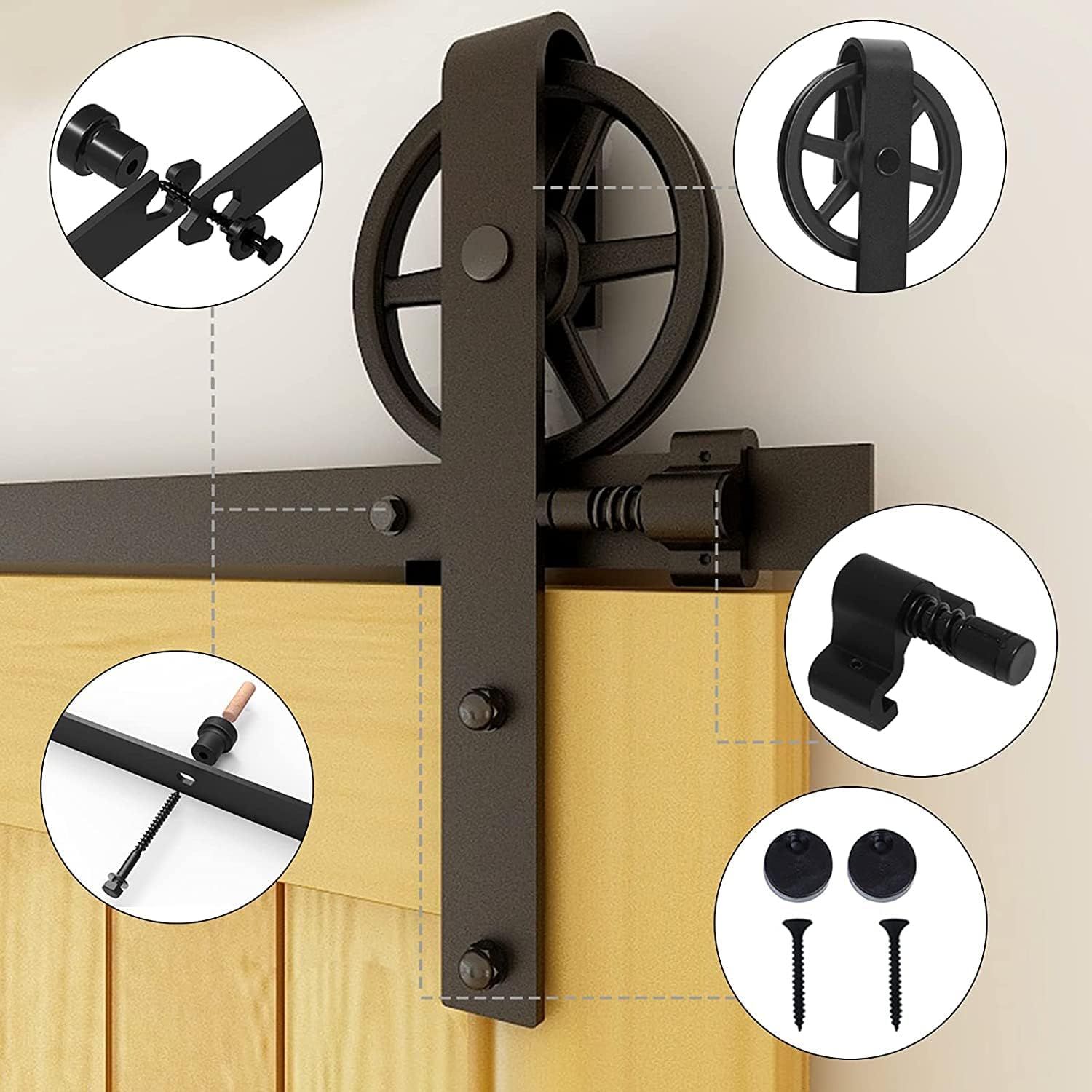 Barn Door Hardware Kit Double Sliding 305CM 10FT Track with Large J Shape Rollers