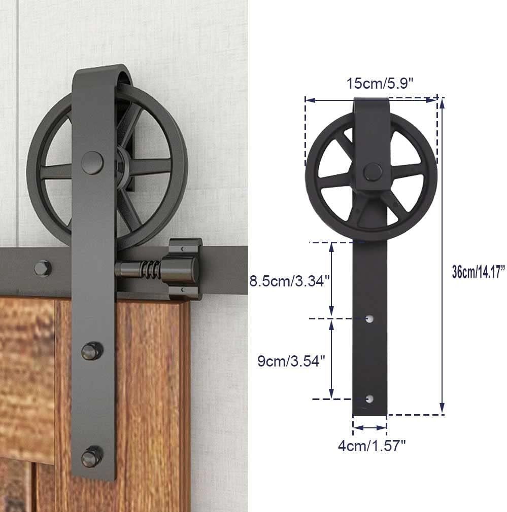 Barn Door Hardware Kit Double Sliding 305CM 10FT Track with Large J Shape Rollers