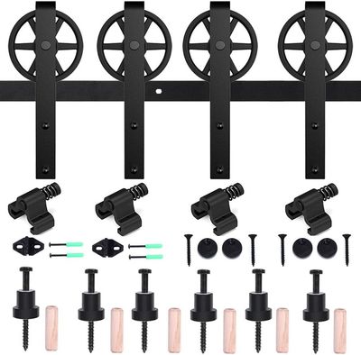 Barn Door Hardware Kit Double Sliding 305CM 10FT Track with Large J Shape Rollers