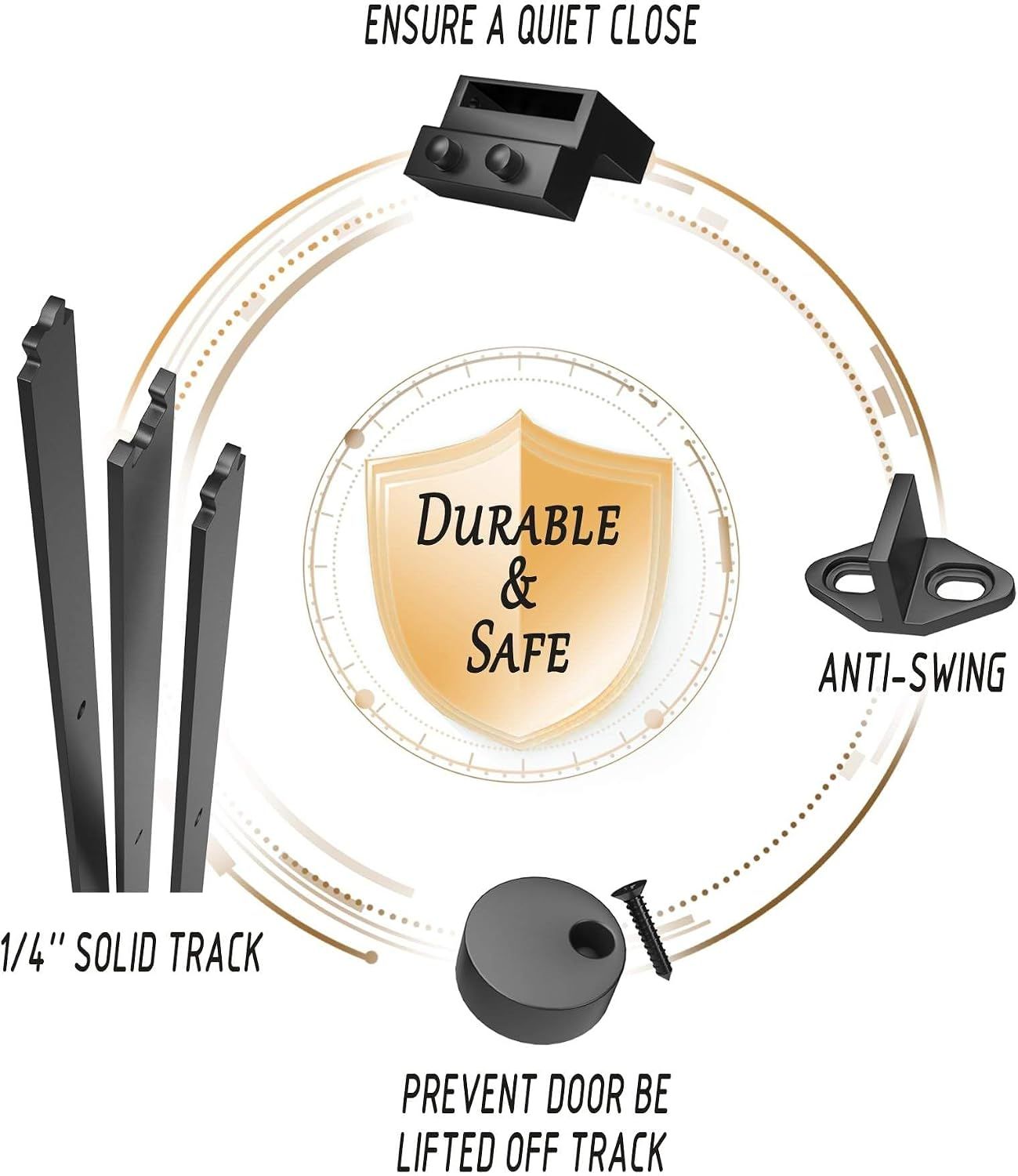 Barn Door 305cm Aluminium Sliding Track Kit – Double Door Hardware Set, Silver