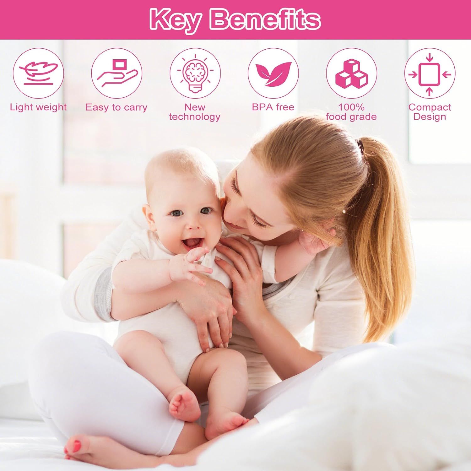 Manual Breast Pump 150ml, BPA-Free Silicone Breast Milk Pump with Adjustable Suction