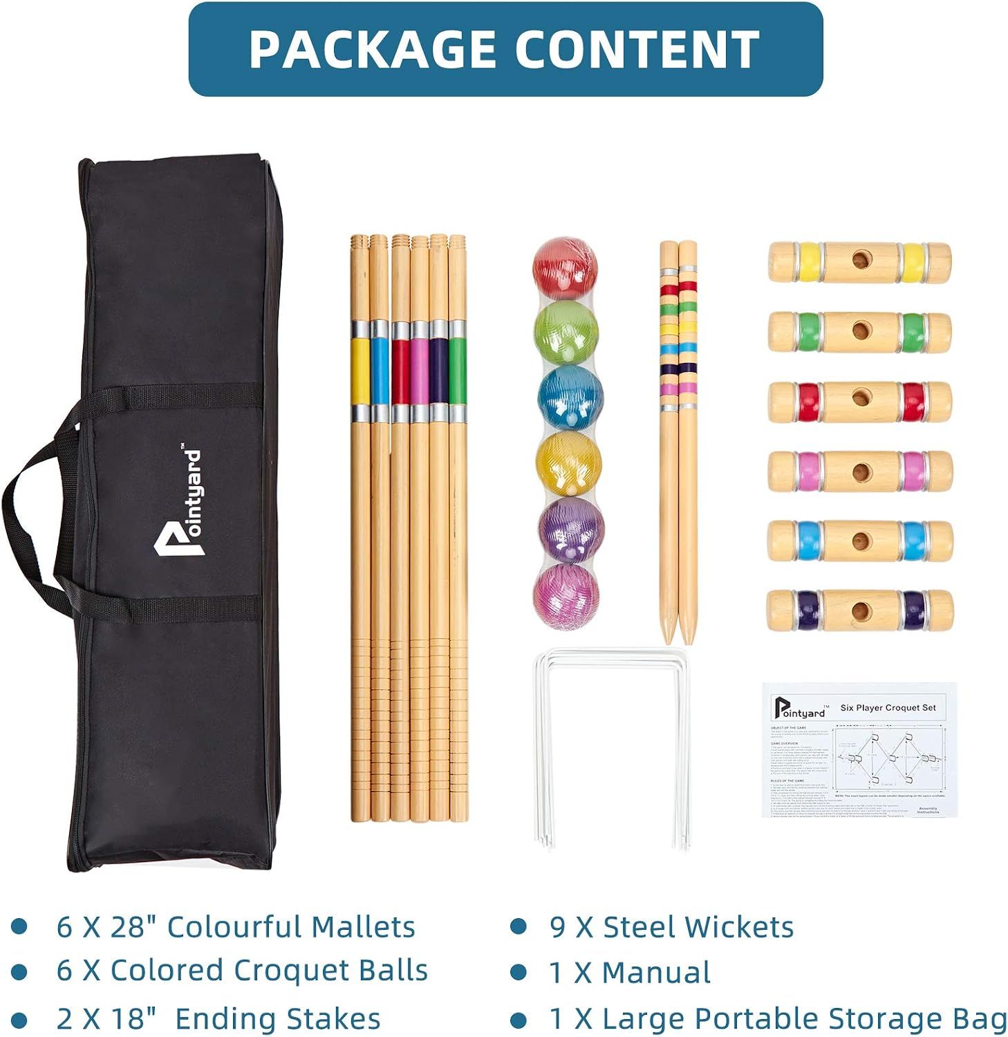 Six Player Outdoor Croquet Set – Complete Family Lawn Game