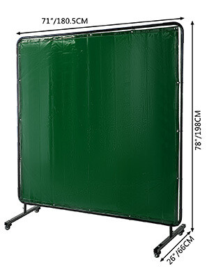 Welding curtain flame-resistant vinyl 6' x 6' welding screen with frame and wheels