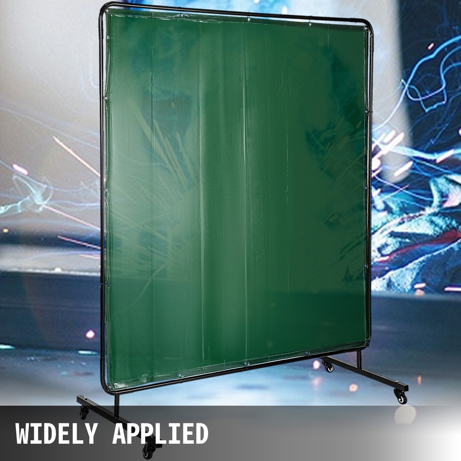 Welding curtain flame-resistant vinyl 6' x 6' welding screen with frame and wheels
