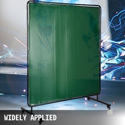 Welding curtain flame-resistant vinyl 6' x 6' welding screen with frame and wheels