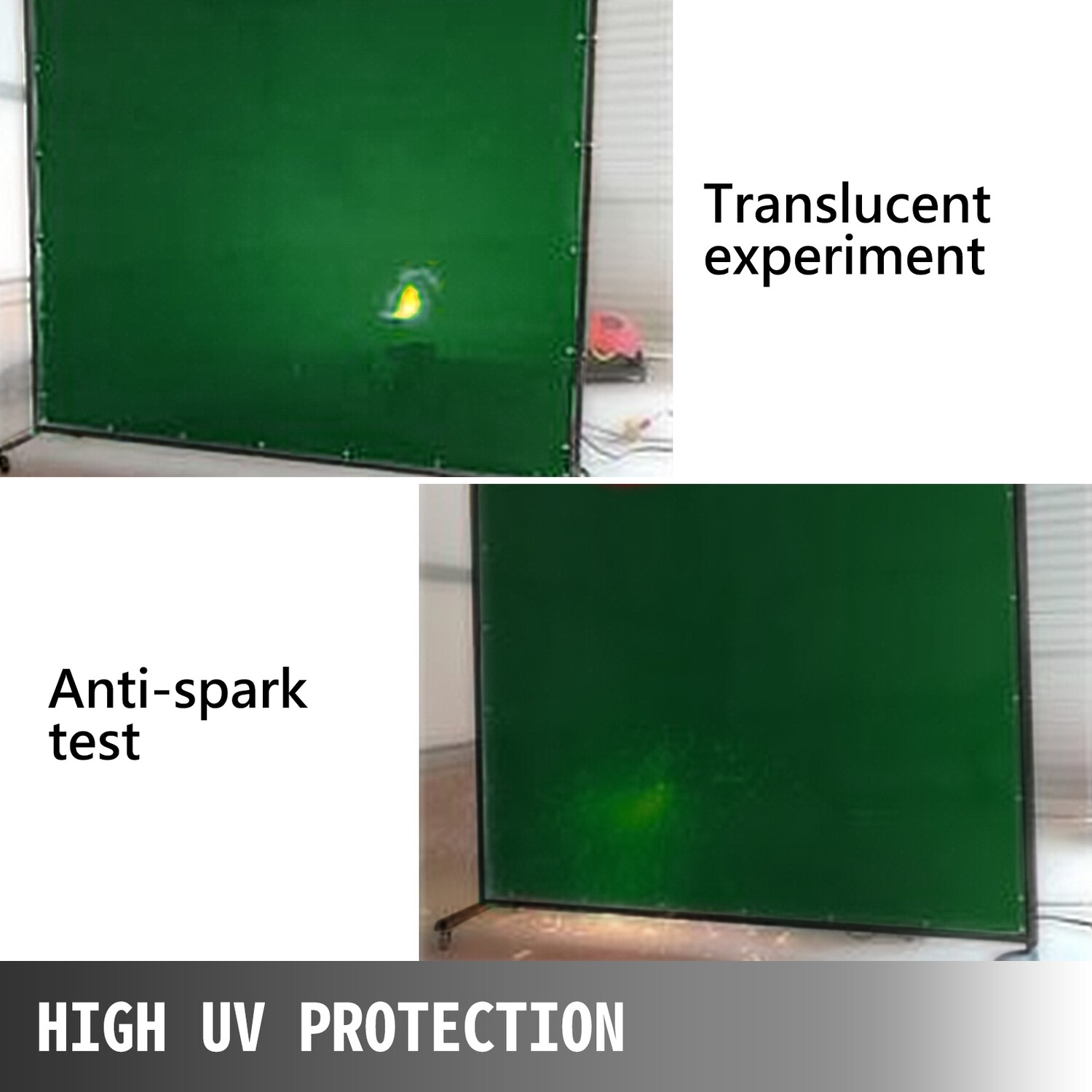Welding curtain flame-resistant vinyl 6' x 6' welding screen with frame and wheels