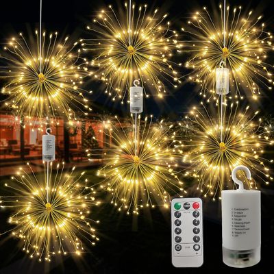 LED Starburst Firework Lights 6 Pack Fairy String Lights with Remote Control