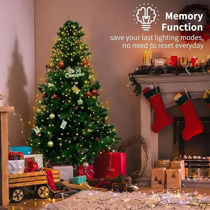 1.5M 200LED Ring Christmas Tree Topper Lights Waterproof USB Multicolor Warm White Holiday Decoration