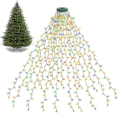 1.5M 200LED Ring Christmas Tree Topper Lights Waterproof USB Multicolor Warm White Holiday Decoration