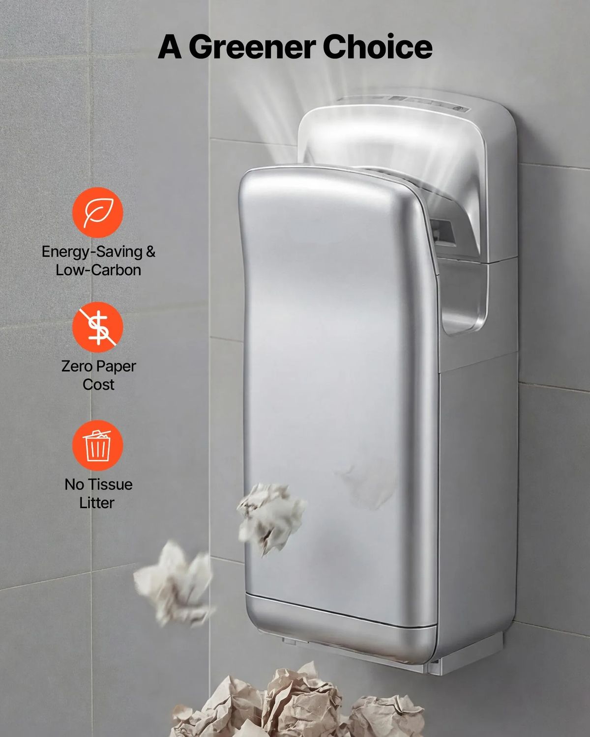 Vertical Hand Dryer Automatic HEPA Filter Commercial