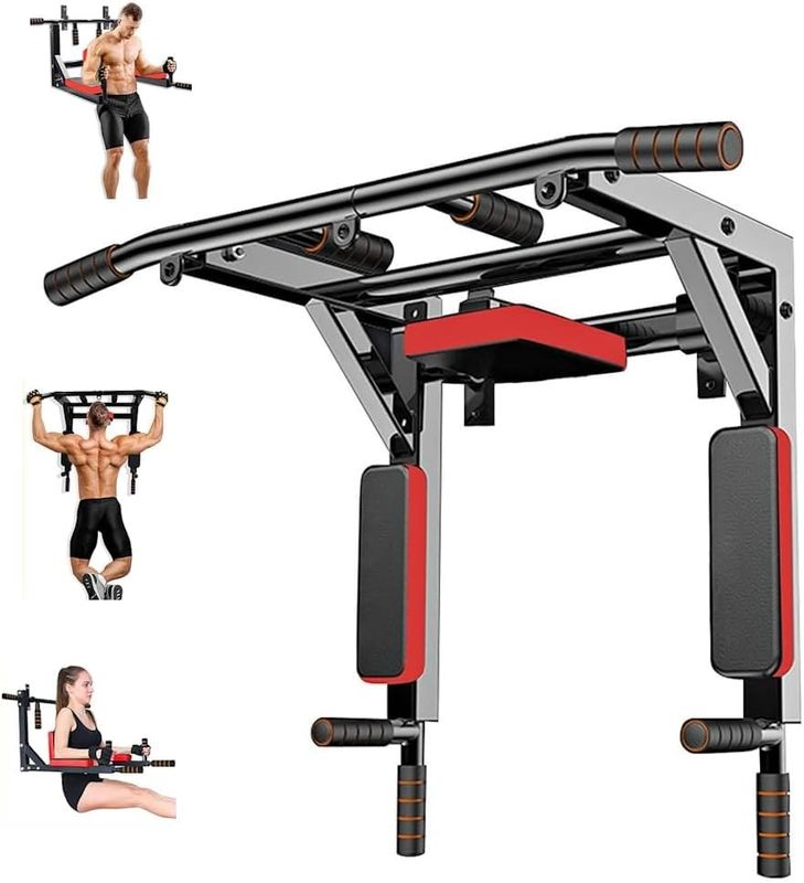 Pull Up Multifunction Wall-Mounted Pull-Up Bar &amp; Dip Station – 200KG Capacity