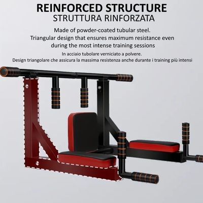 Pull Up Multifunction Wall-Mounted Pull-Up Bar &amp; Dip Station – 200KG Capacity