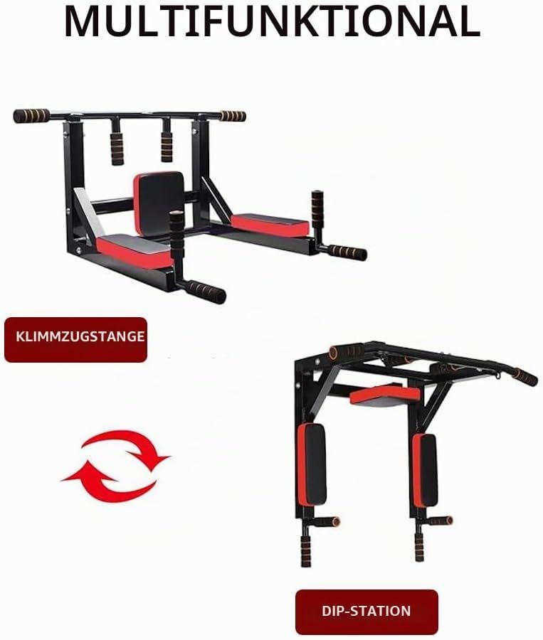 Pull Up Multifunction Wall-Mounted Pull-Up Bar &amp; Dip Station – 200KG Capacity