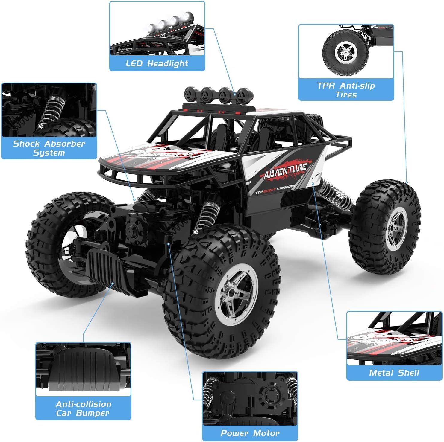 1:14 Scale 4WD RC Rock Crawler – Dual Motor Off-Road Truck with 2 Batteries