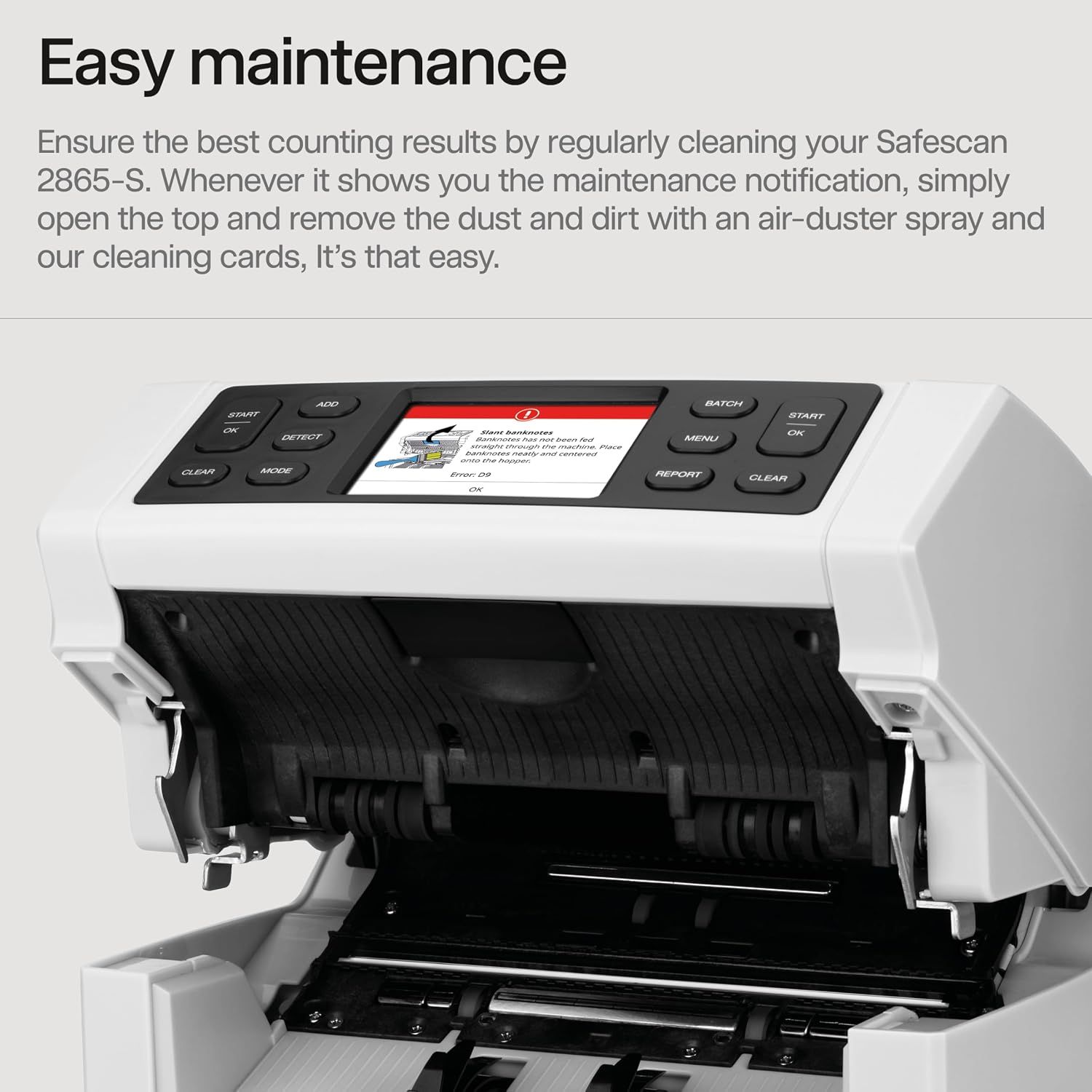 Safescan 2865-S Money Counting Machine, Mixed Banknote Value Counter with 7-Point Counterfeit Detection System