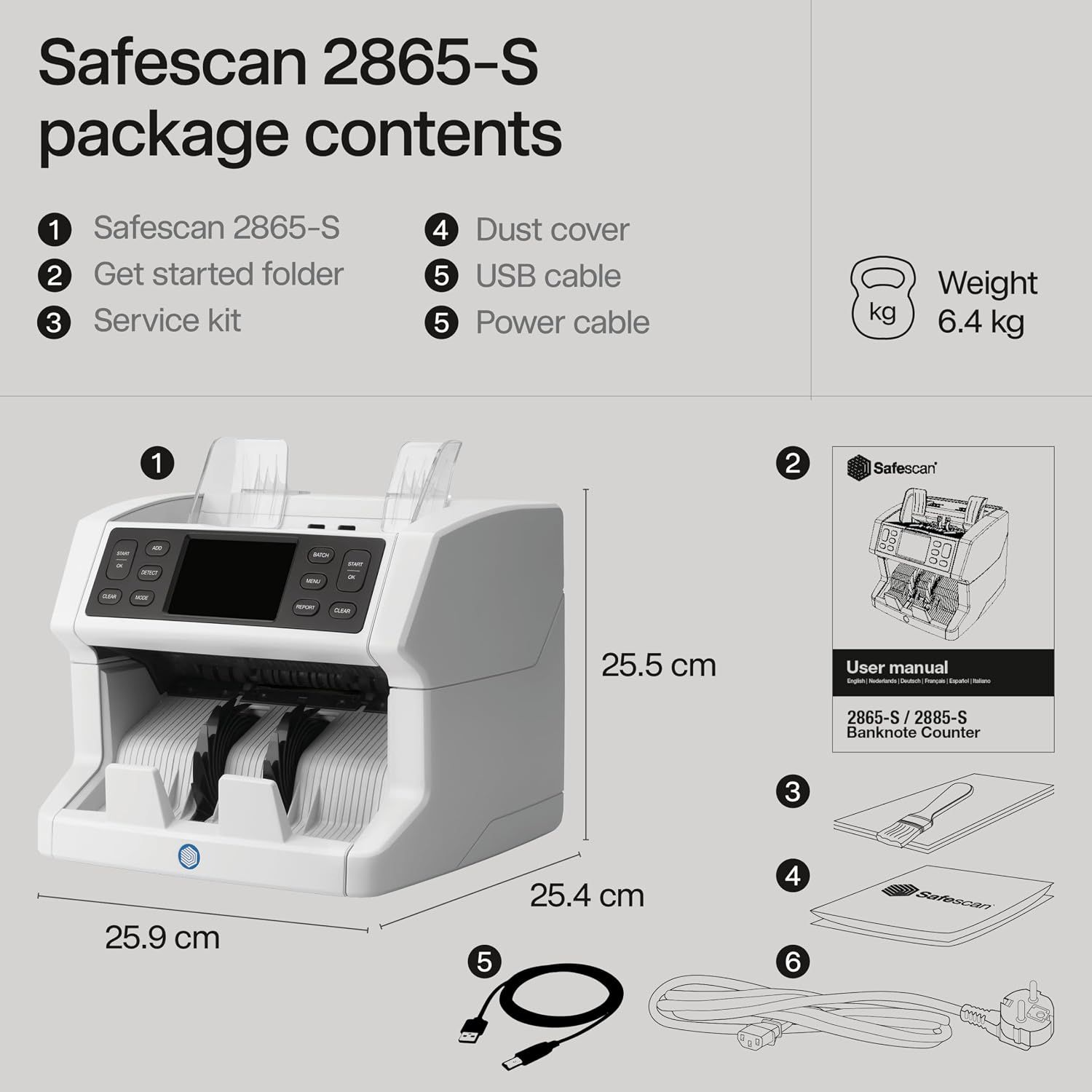 Safescan 2865-S Money Counting Machine, Mixed Banknote Value Counter with 7-Point Counterfeit Detection System