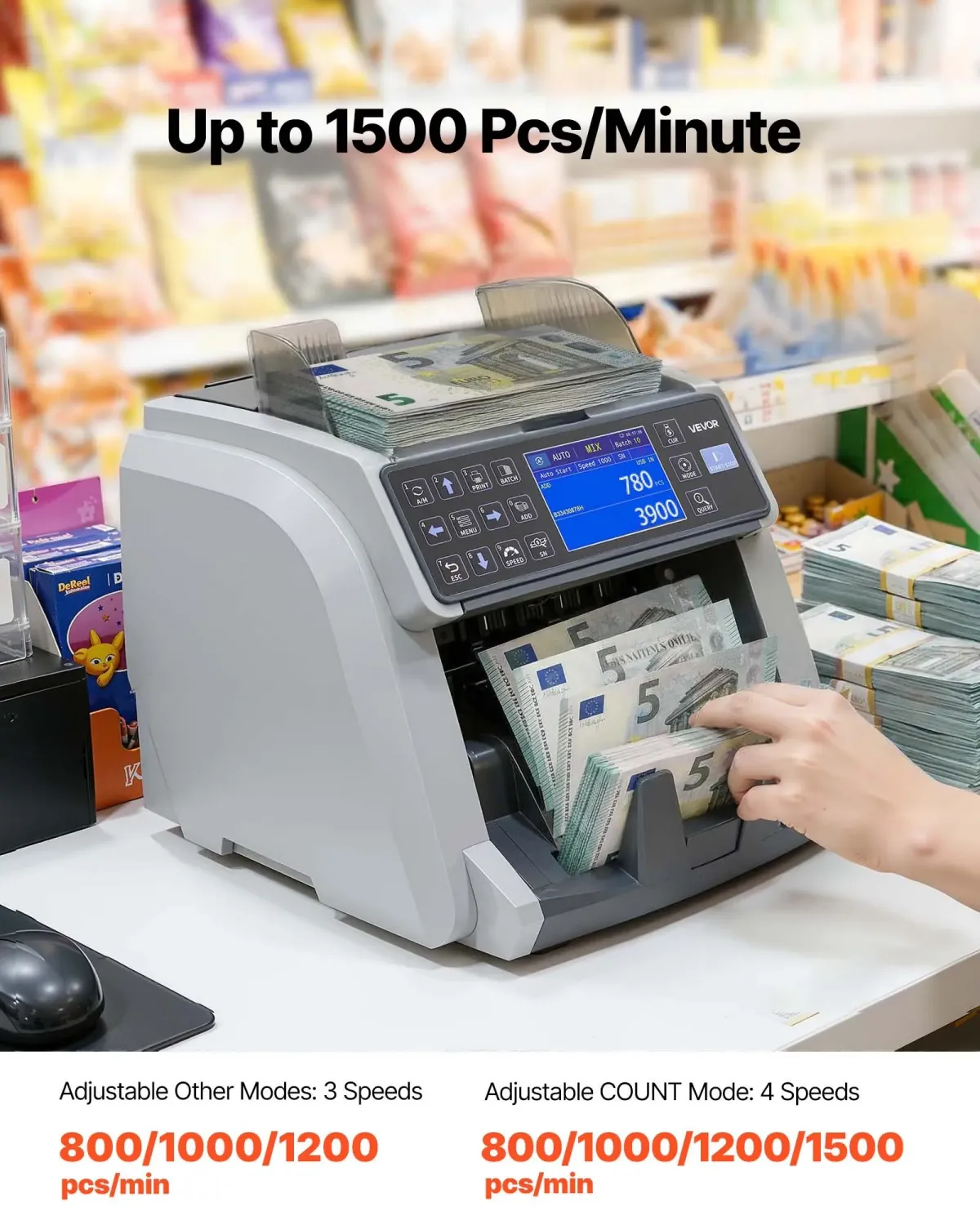 Safescan Mixed Currency Money Counter &amp; Counterfeit Detector – 1,500 Bills/Min