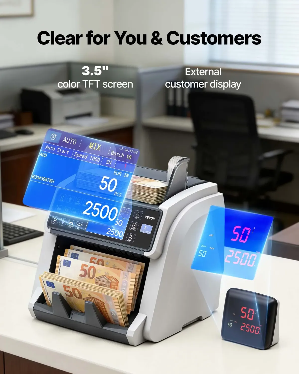 Safescan Mixed Currency Money Counter &amp; Counterfeit Detector – 1,500 Bills/Min