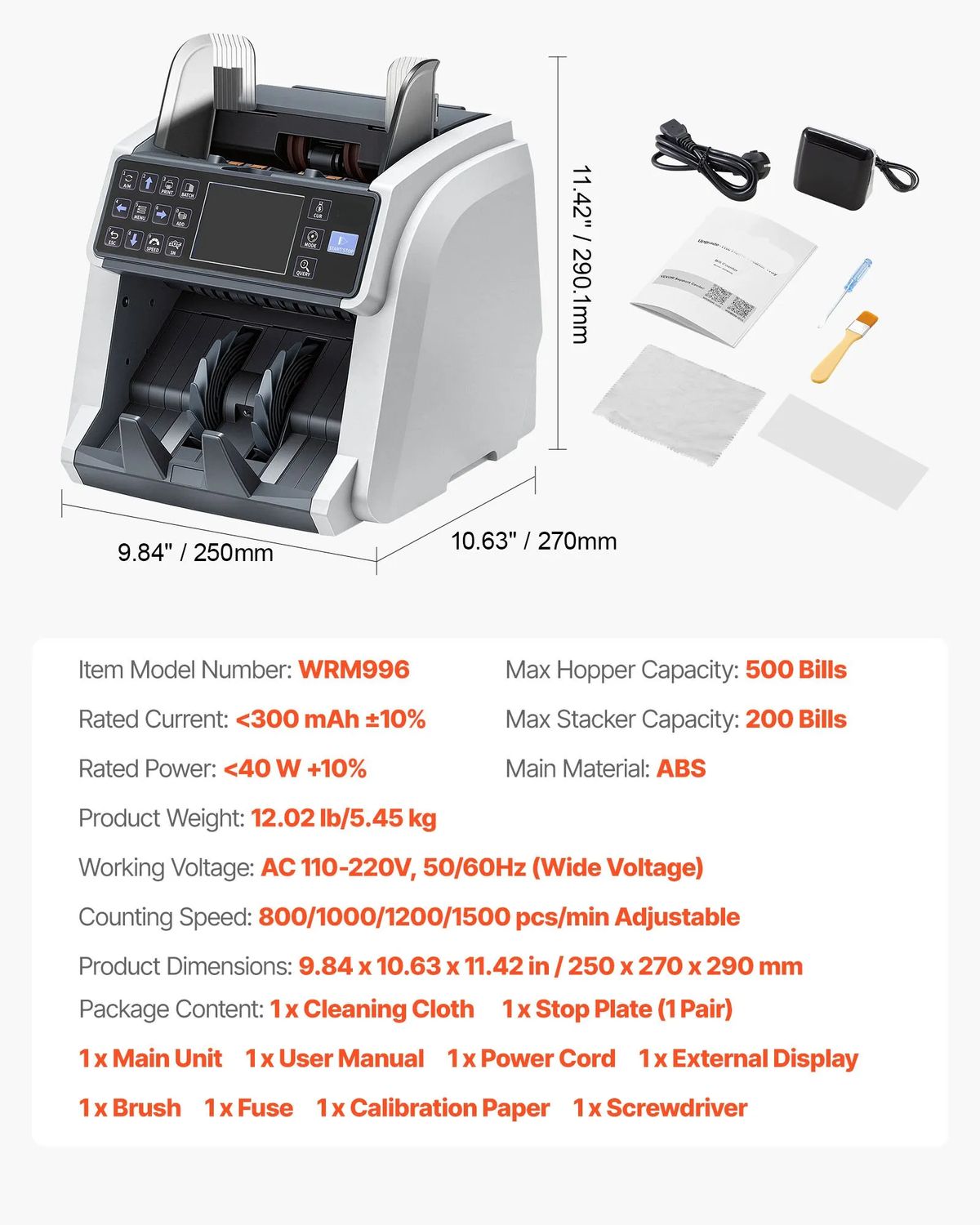 Safescan Mixed Currency Money Counter &amp; Counterfeit Detector – 1,500 Bills/Min