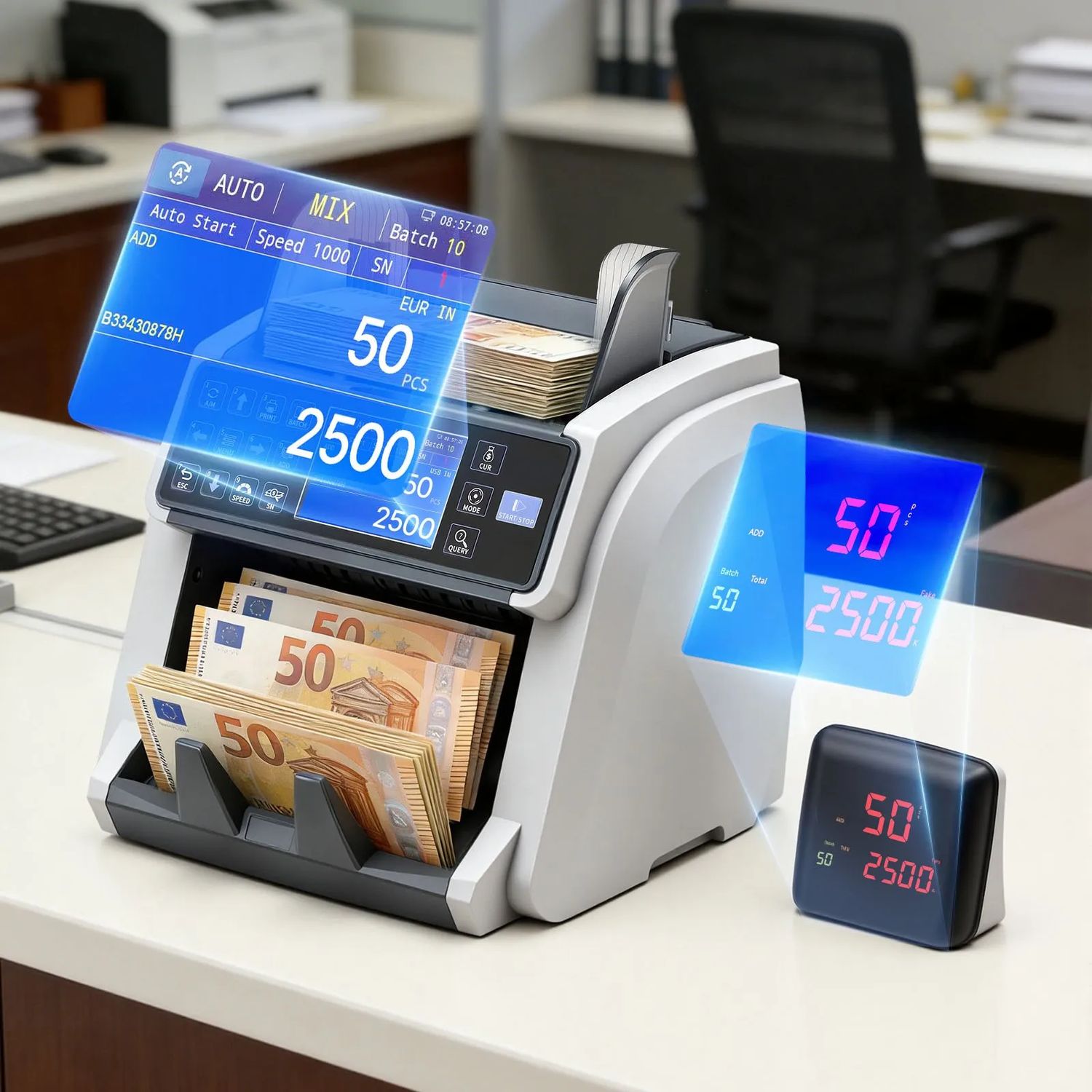 Safescan Mixed Currency Money Counter &amp; Counterfeit Detector – 1,500 Bills/Min