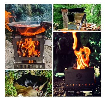 Camping Wood Stove Stainless Steel Foldable Mini Charcoal Grill Outdoor Stove Barbecue Grill for Camping Garden Outdoor