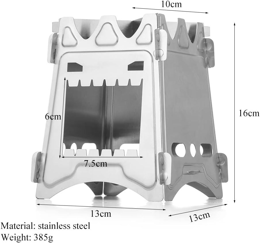 Portable Wood Burning Camping Stove Stainless Steel Folding Backpacking Stove 3000W