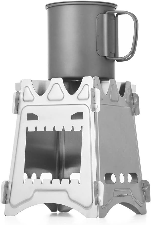 Portable Wood Burning Camping Stove Stainless Steel Folding Backpacking Stove 3000W