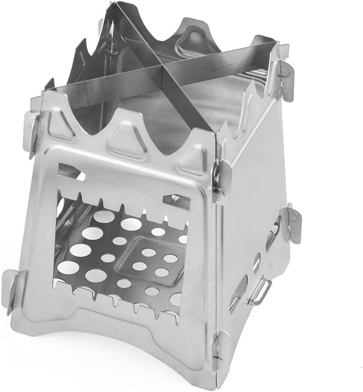 Portable Wood Burning Camping Stove Stainless Steel Folding Backpacking Stove 3000W