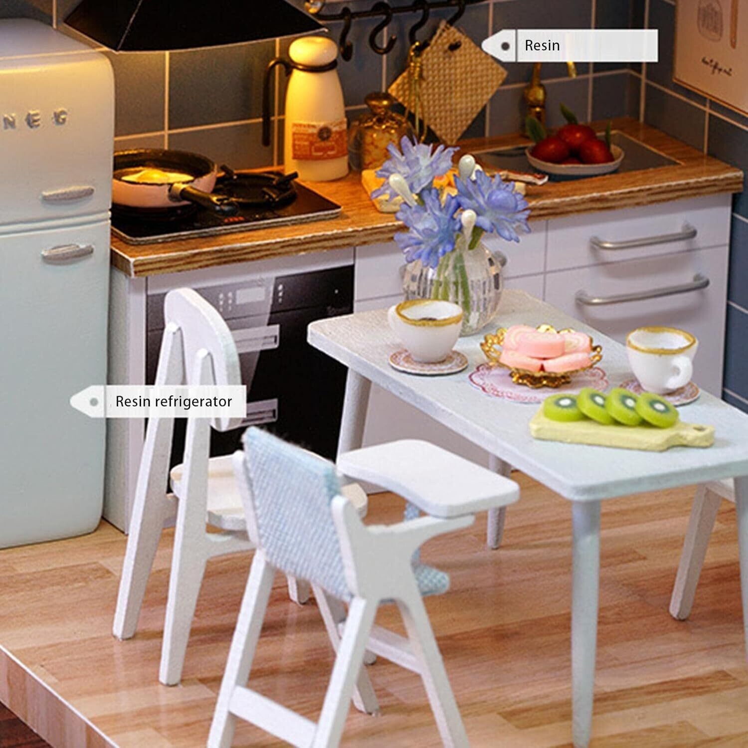 Wooden Doll House Furniture  House Kit DIY Miniature House Dollhouse Construction Kit Dollhouse Miniature DIY House Building Kit Creative Room with Furniture