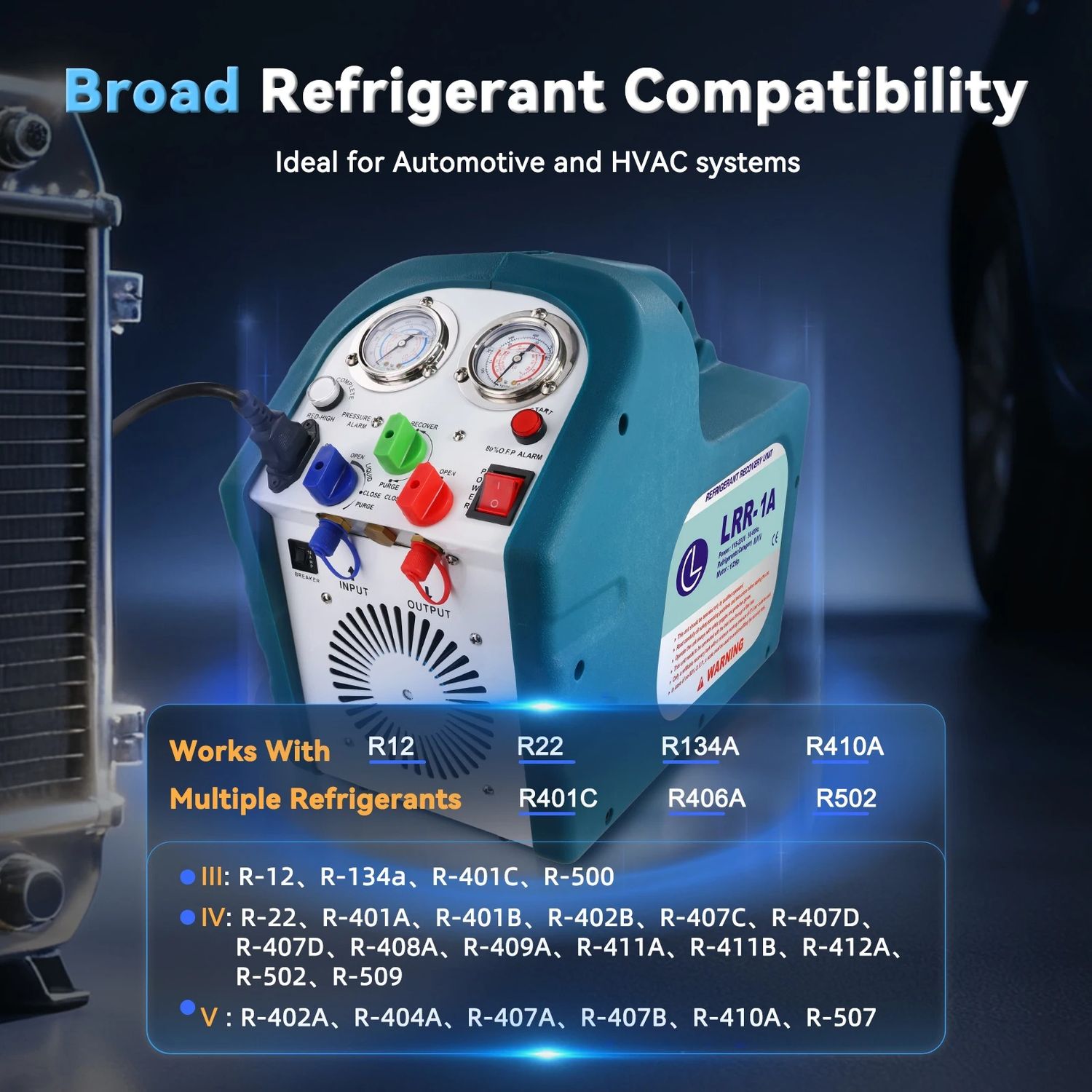 Portable Refrigerant Recovery Machine 50Hz 1/24HP AC Recovery Unit